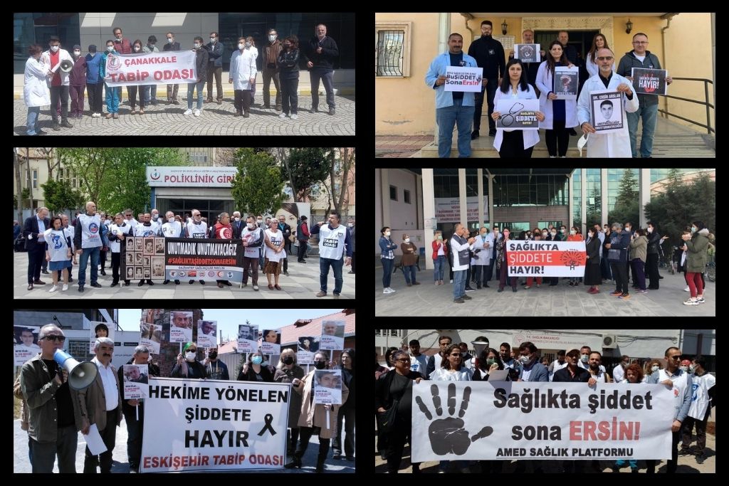 Dr. Ersin Arslan ve Şiddet Sonucu Kaybettiğimiz Hekimler Birçok İlde Anıldı: Sağlıkta Şiddet Sona Ersin! - Türk Tabipleri Birliği