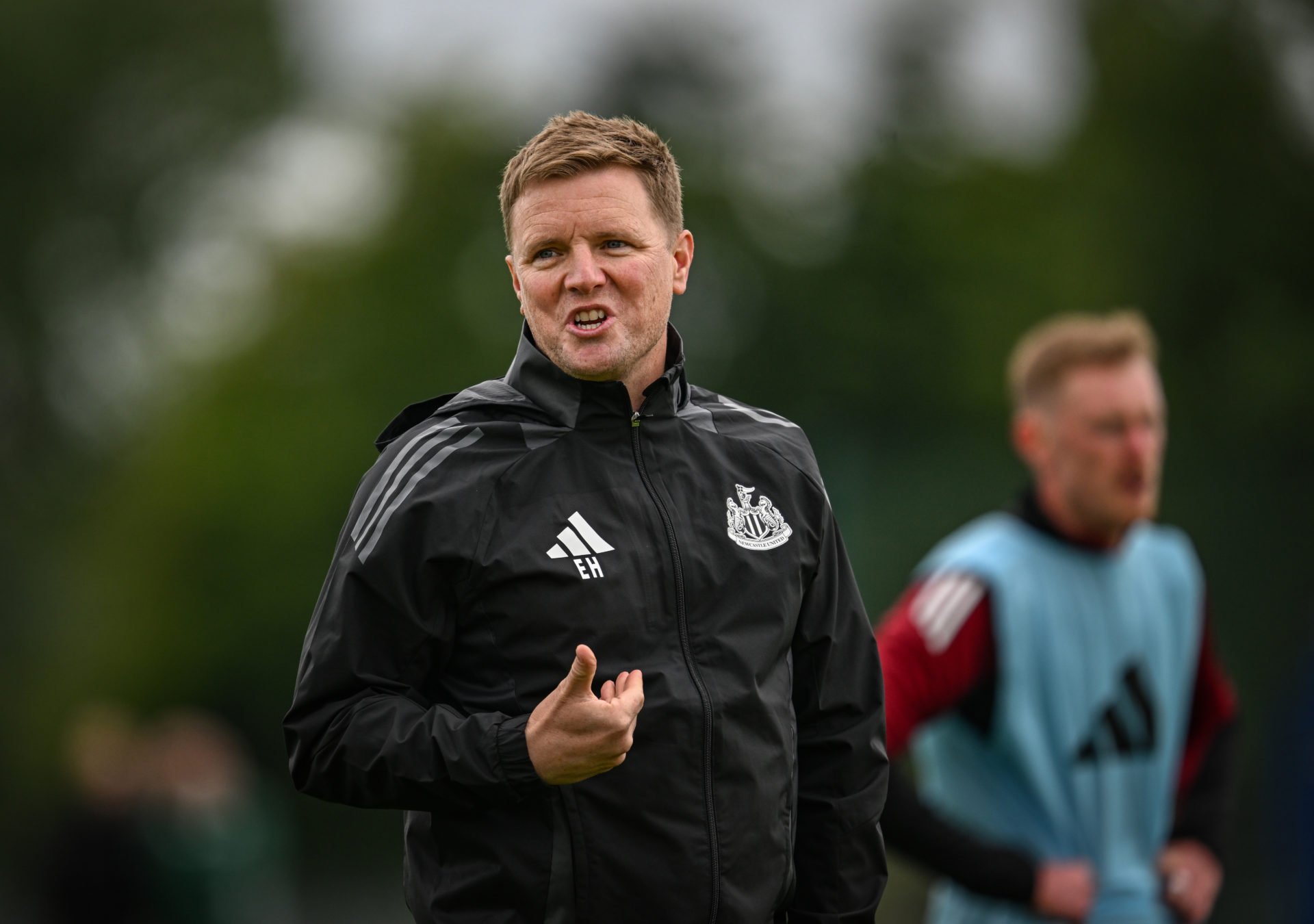 Newcastle United Head Coach Eddie Howe  during the Newcastle United First Team Pre Season Training Session at The Newcastle United Training Centre ...